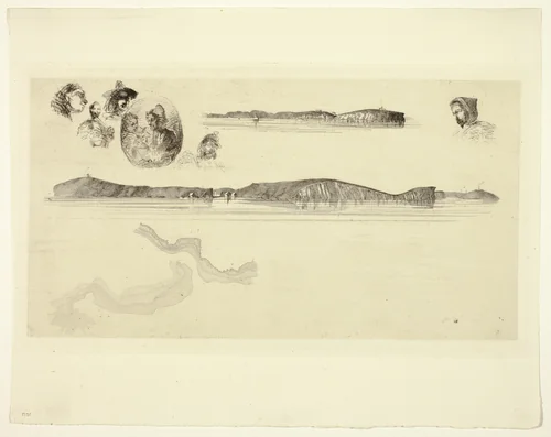 Sketches on the Coast Survey Plate by James McNeill Whistler, print, 1854