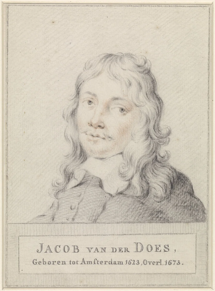 Portret van Jacob van der Does by anonymous, drawing, 1650-1700