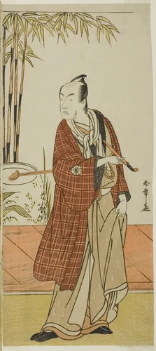 The Actor Matsumoto Koshiro IV as Honcho-maru Tsunagoro (?) in the Play Hono Nitta Daimyojin (?), Performed at the Morita Theater (?) in the Seventh Month, 1777 (?) by Katsukawa Shunsho (勝川 春章), print, 1772-1782