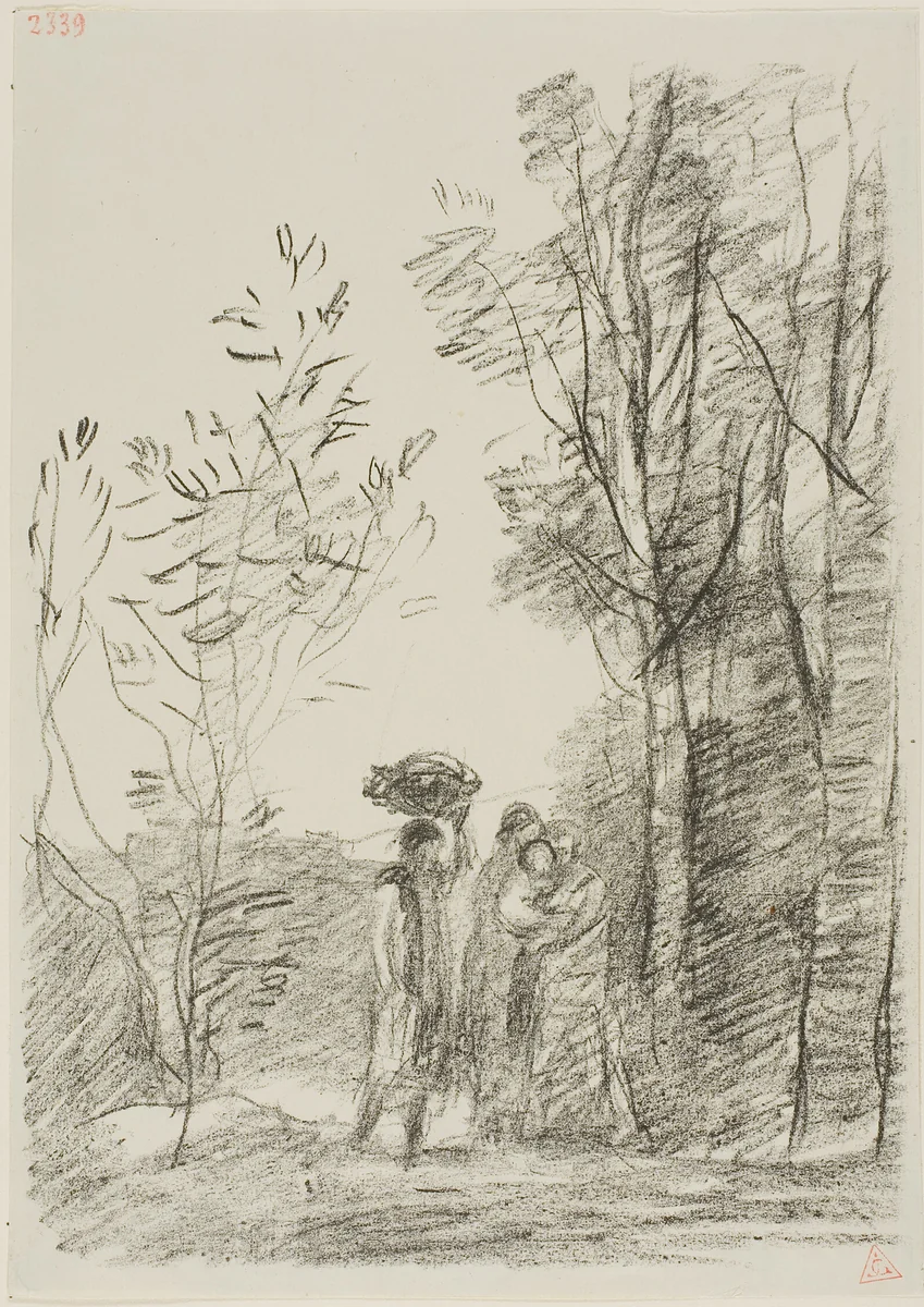 Meeting in the Woods by Jean-Baptiste-Camille Corot, print, 1871