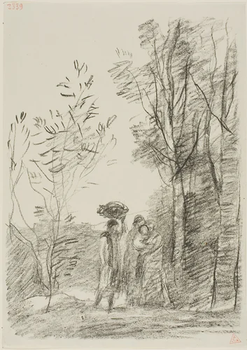 Meeting in the Woods by Jean-Baptiste-Camille Corot, print, 1871