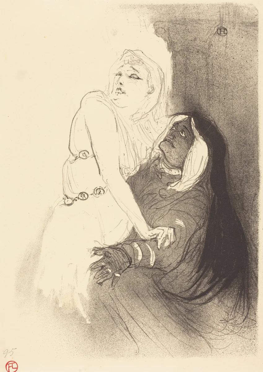 At the Renaissance: Sarah Bernhardt in "Phedre" (A la Renaissance: Sarah Bernhardt dans "Phèdre") by Henri de Toulouse-Lautrec, print, 1893