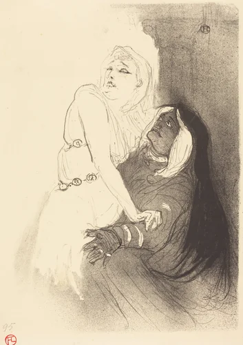 At the Renaissance: Sarah Bernhardt in "Phedre" (A la Renaissance: Sarah Bernhardt dans "Phèdre") by Henri de Toulouse-Lautrec, print, 1893