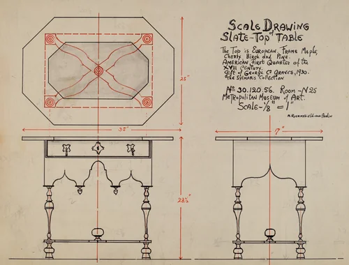 Slate-top Table by M. Rosenshield-von-Paulin, index of american design, 1940
