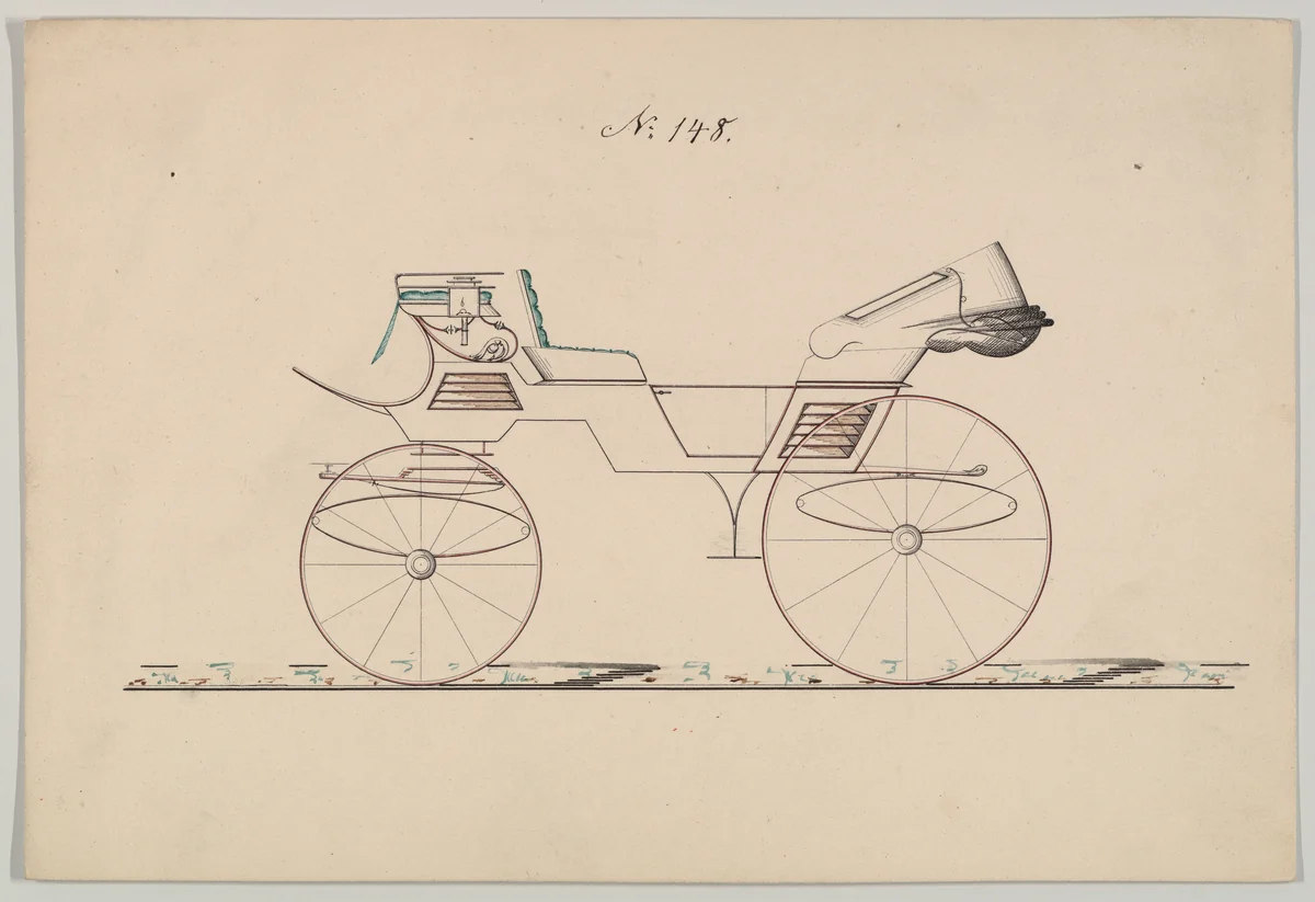 Design for Vis-à-vis, no. 148 by Brewster & Co., drawing, 1850-1870