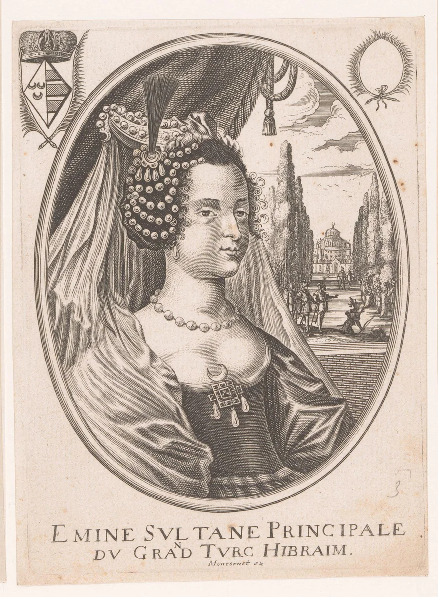 Portret van Emine Sultane by anonymous, print, 1610-1668