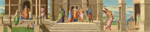 The Presentation and Marriage of the Virgin, and the Annunciation by Benedetto Diana, painting, 1520-1525