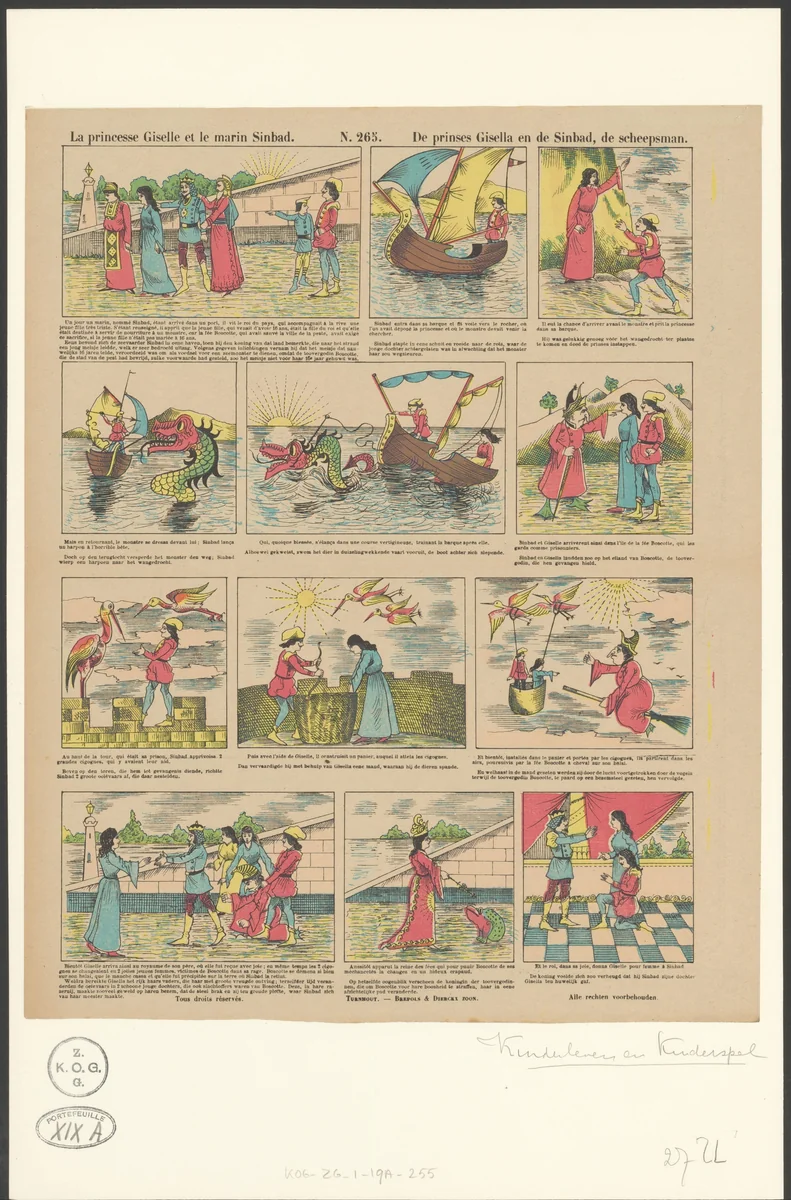 Prinses Gisella en Sinbad by anonymous, print, 1833-1911