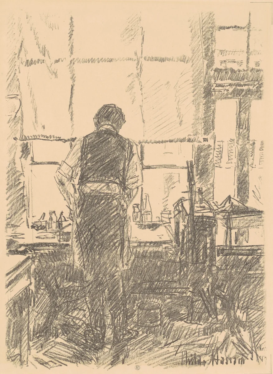 Portrait of Joseph Pennell by Childe Hassam, print, 1917