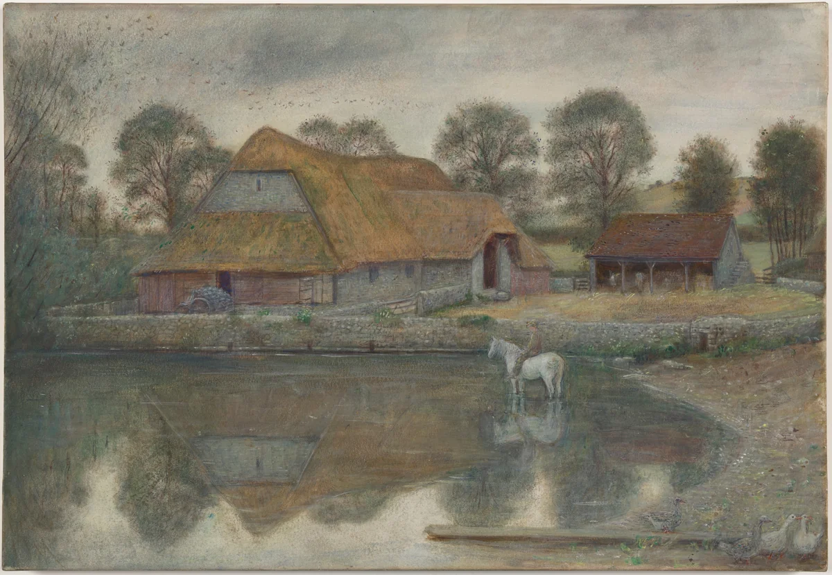 The Old Barn, Arreton, Isle of Wight by Marie Spartali Stillman, drawing, 1890-1900