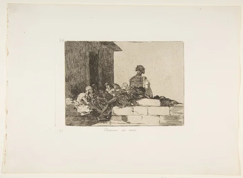 Plate 54 from "The Disasters of War" (Los Desastres de la Guerra): Appeals are in vain (Clamores en vano) by Goya, print, 1810-1820