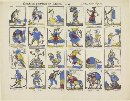 Kluchtige gestalten en dieren / Scènes grotesques by Philippus Jacobus Brepols, print, 1800-1833