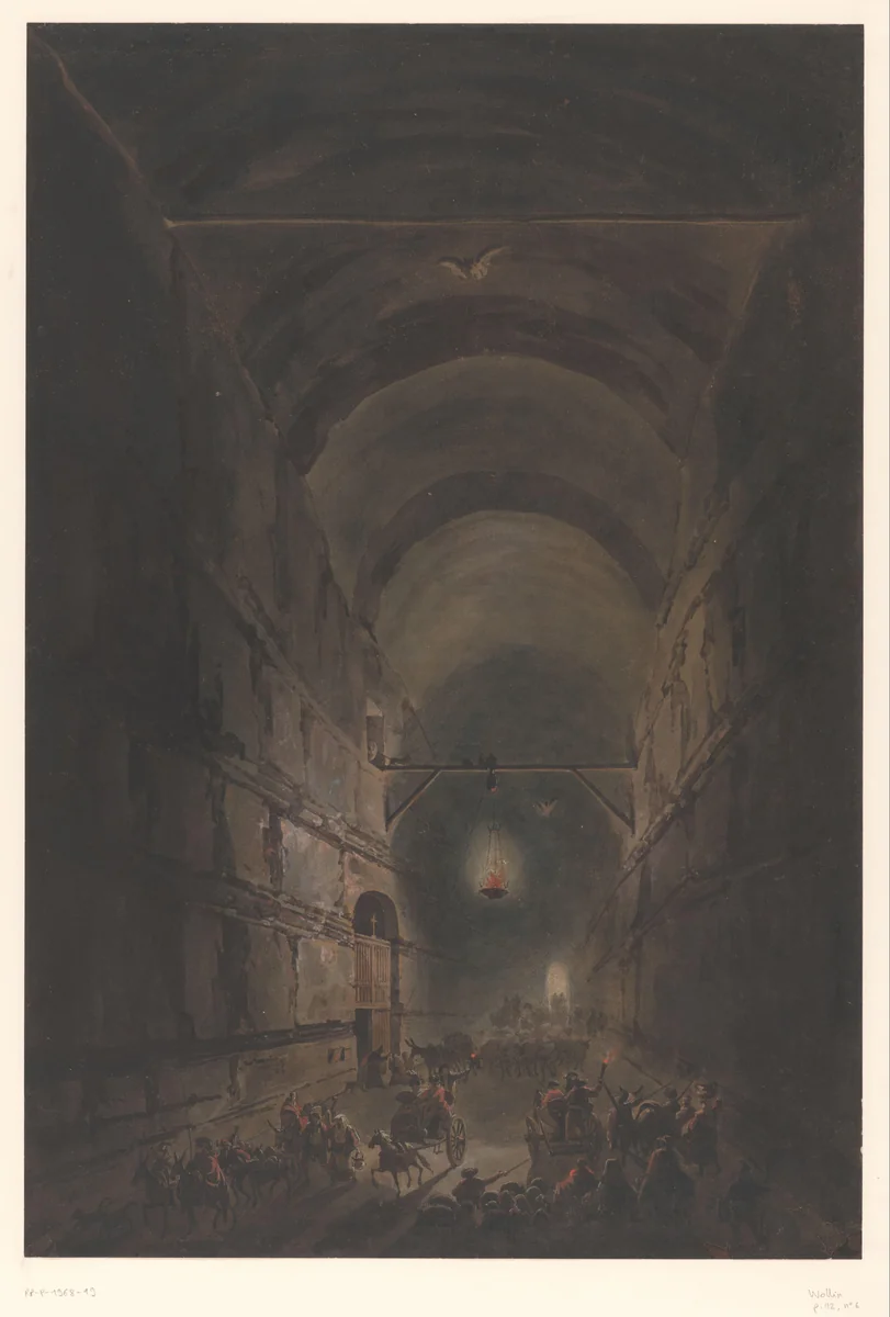 Grotto of Pausillipo by Louis Jean Desprez, print, 1768-1804