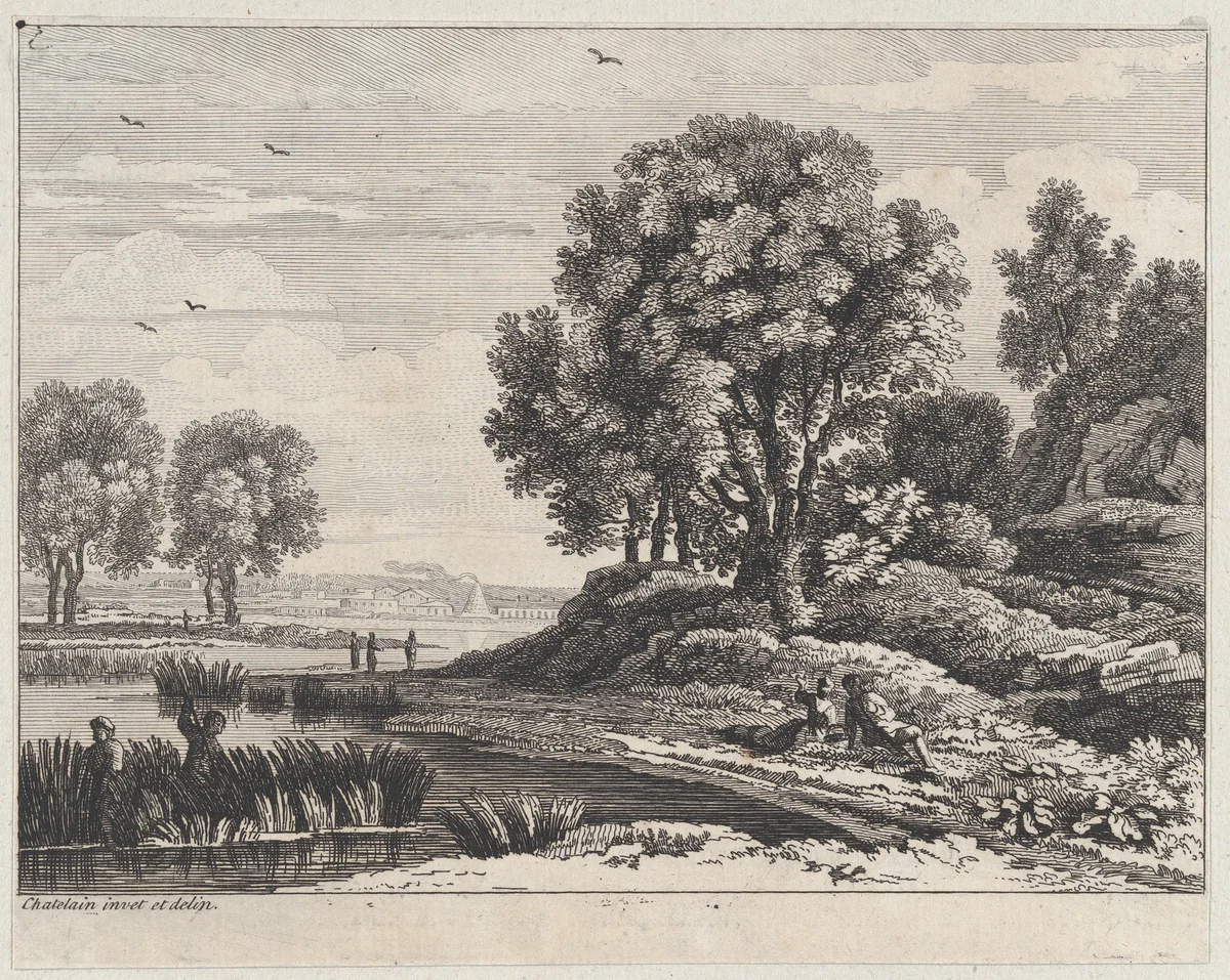 Landscape by Jean Baptiste Claude Chatelain, print, 1725-1763
