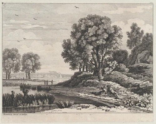 Landscape by Jean Baptiste Claude Chatelain, print, 1725-1763