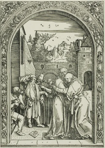 Joachim and St. Anne Meet at the Golden Gate, from The Life of the Virgin by Albrecht Dürer, print, 1504
