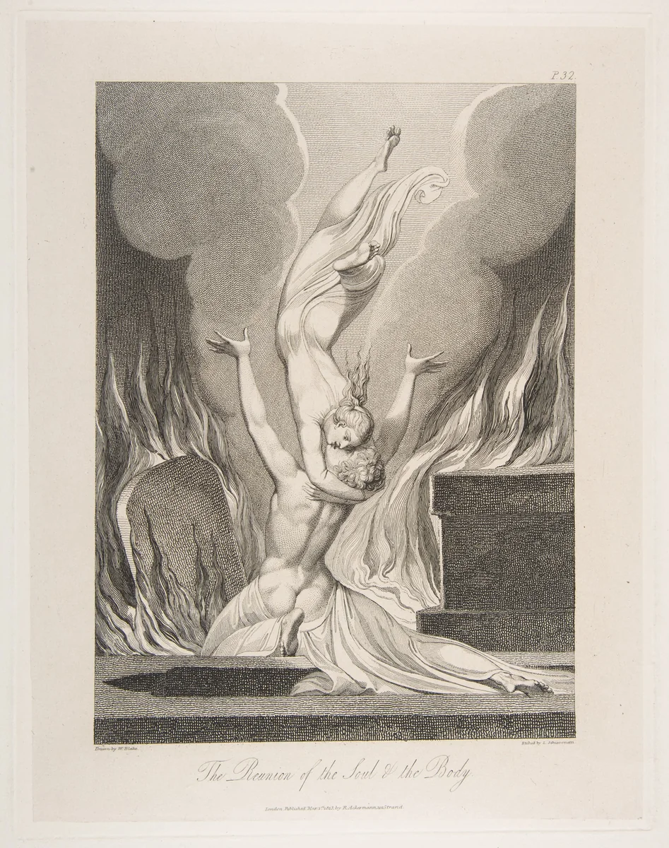The Reunion of the Soul & the Body, from "The Grave," a Poem by Robert Blair by William Blake, print, 1813