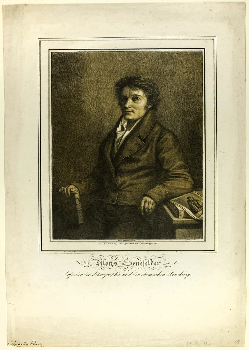 Portrait of Senefelder by Lorenzo Quaglio, print, 1818