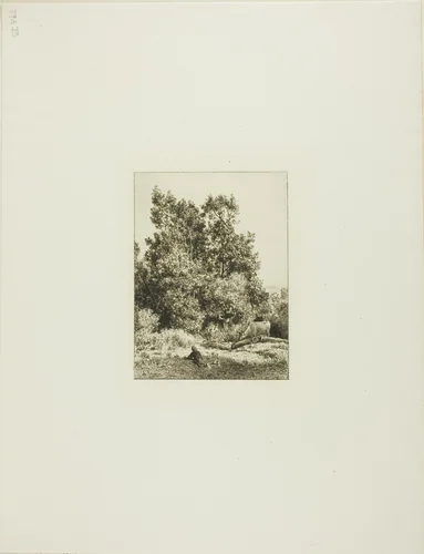 Landscape with Cowherd by Charles-Émile Jacque, print, 1860-1870