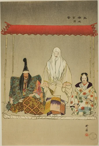 Ikari-Kazuki, from the series "One Hundred No Dramas (Nogaku hyakuban)" by Tsukioka Kogyo, print, 1893-1908