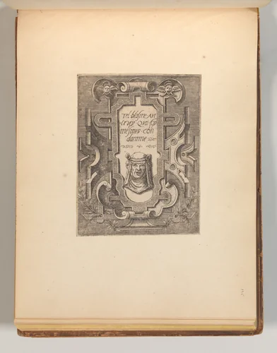 Series of Cartouches, in: Targhe ed altri ornati di varie e capricciose invenzioni (Cartouches and other ornaments of various and capricious invention, page 38) by Cornelis Bos, book, 1540-1560