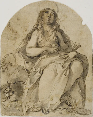 Mary Magdalene by Giovanni Battista Gaulli, drawing, 1550-1750