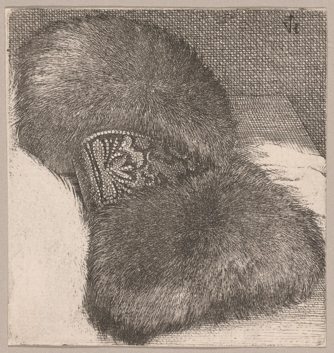 Muff with a Brocade band by Wenceslaus Hollar, print, 1645