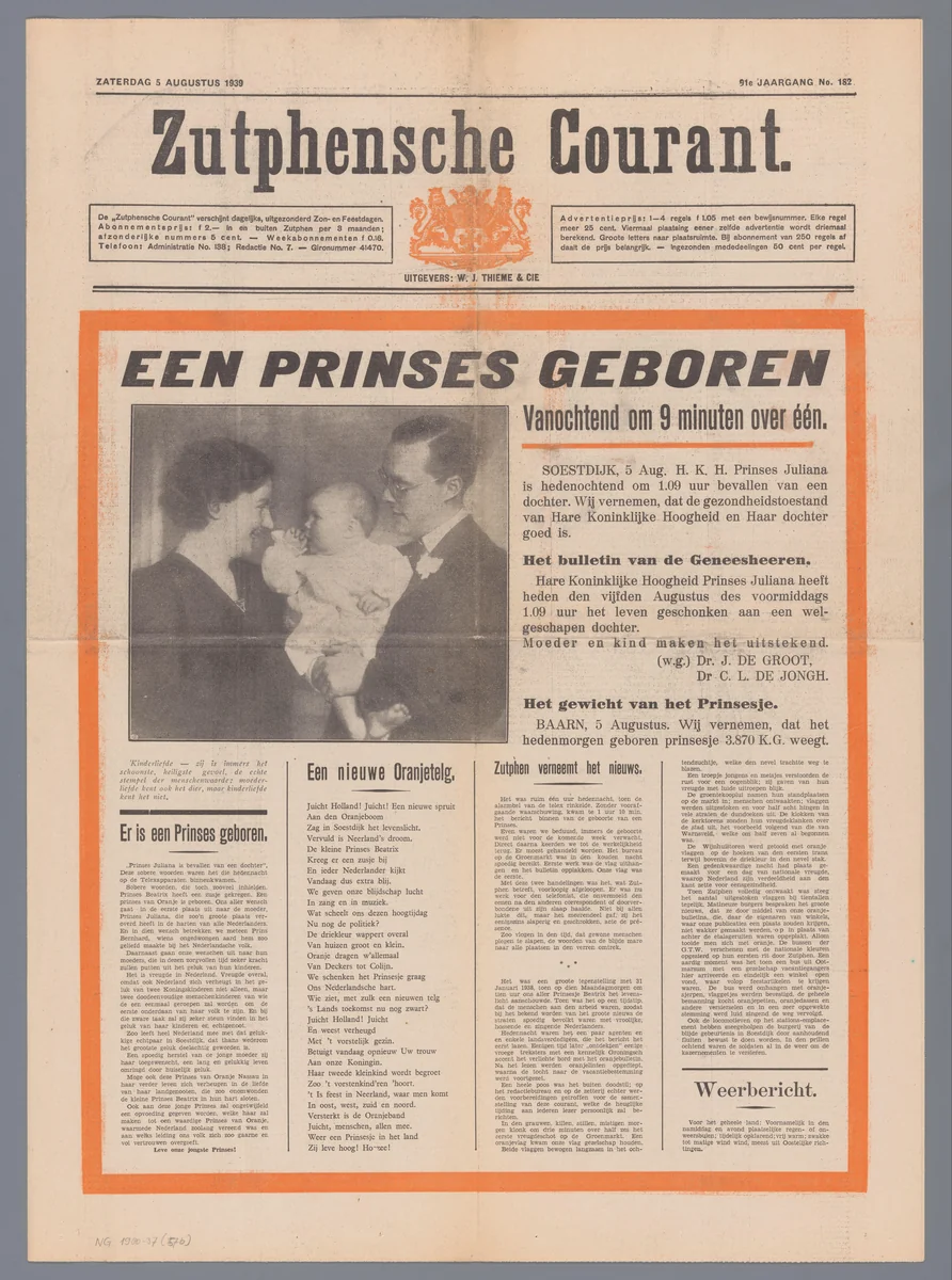 Zutphense Courant by W.J. Thieme & Co., other, 1939