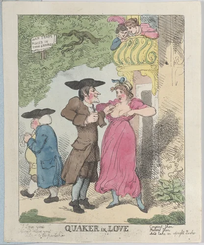 Quaker in Love by Thomas Rowlandson, print, 1815