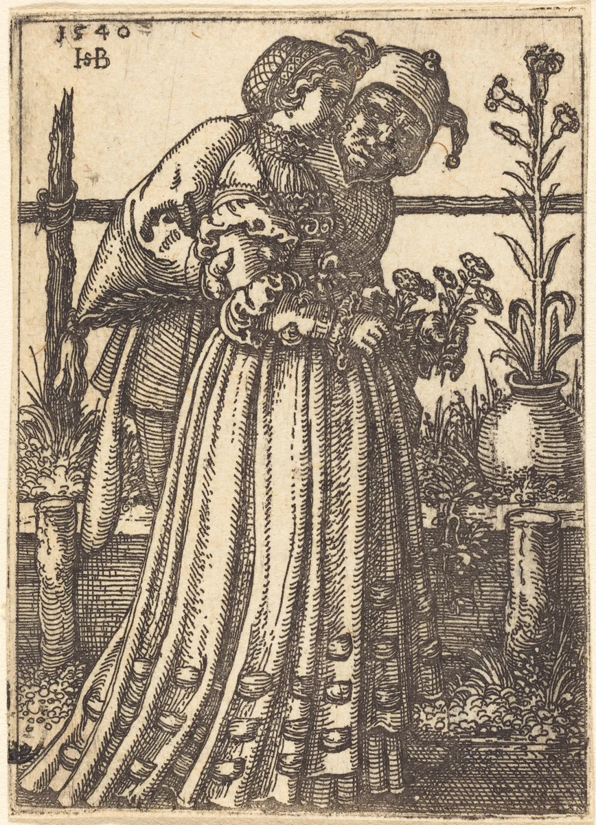 The Lady and the Fool by Sebald Beham, print, 1540