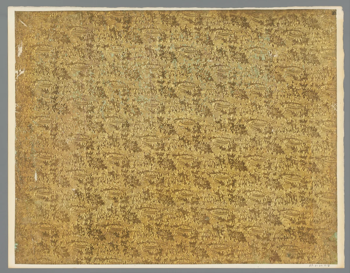 Blad met patroon van banden met bloemen en bladeren by anonymous, other, 1850-1920