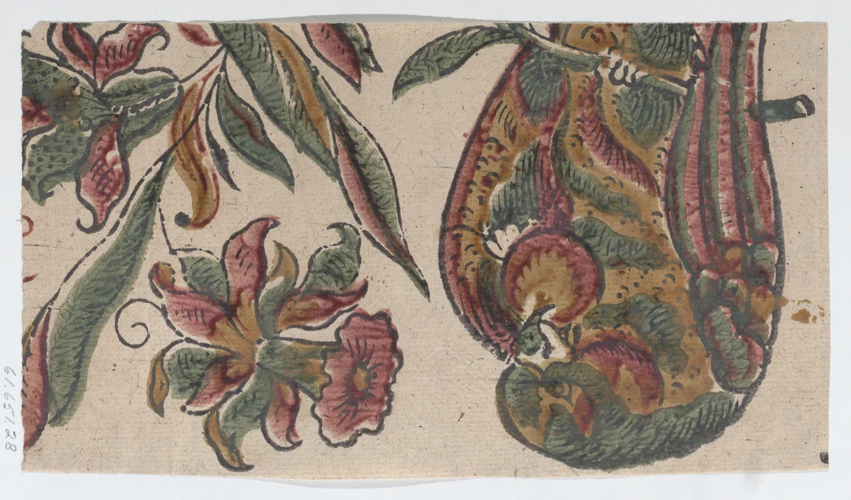 Sheet with floral and bird pattern by anonymous, print, 1700-1800