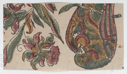 Sheet with floral and bird pattern by anonymous, print, 1700-1800