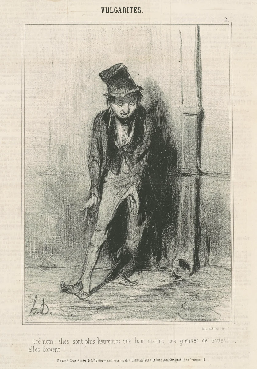 Cré nom: Elles sont plus heureuses ... by Honoré Daumier, print, 1841