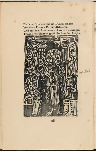 Die Irren I (The Mad I) (in-text plate) from mock-up of Georg Heym: Umbra Vitae (Georg Heym: Shadow of Life) by Ernst Ludwig Kirchner, volume, 1912-1922
