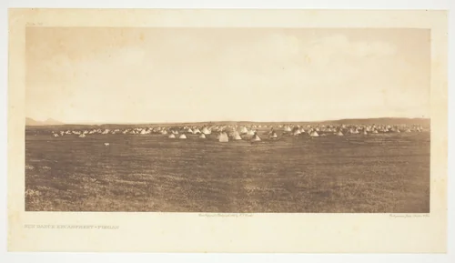 Sun Dance Encampment-Piegan by Edward Curtis, print, 1900
