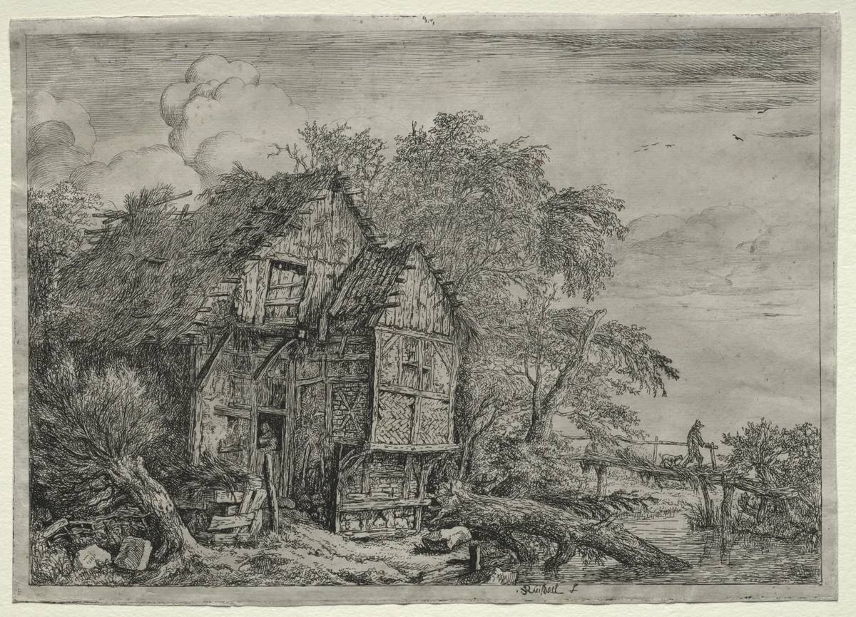 The Little Bridge by Jacob van Ruisdael, print, 1645-1655