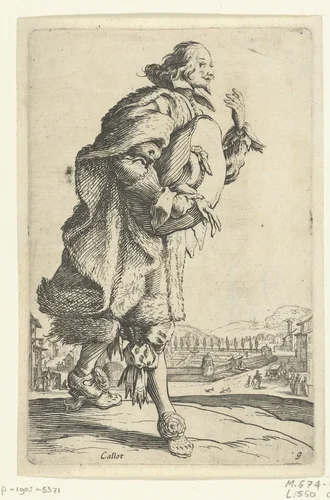 Edelman met hoed in de hand, op de rechterzijde gezien by anonymous, print, 1630-1690