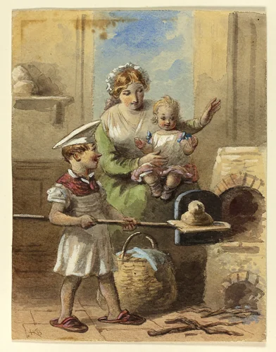 Boy Baking Bread by Hablot Knight Browne, painting, 1835-1882