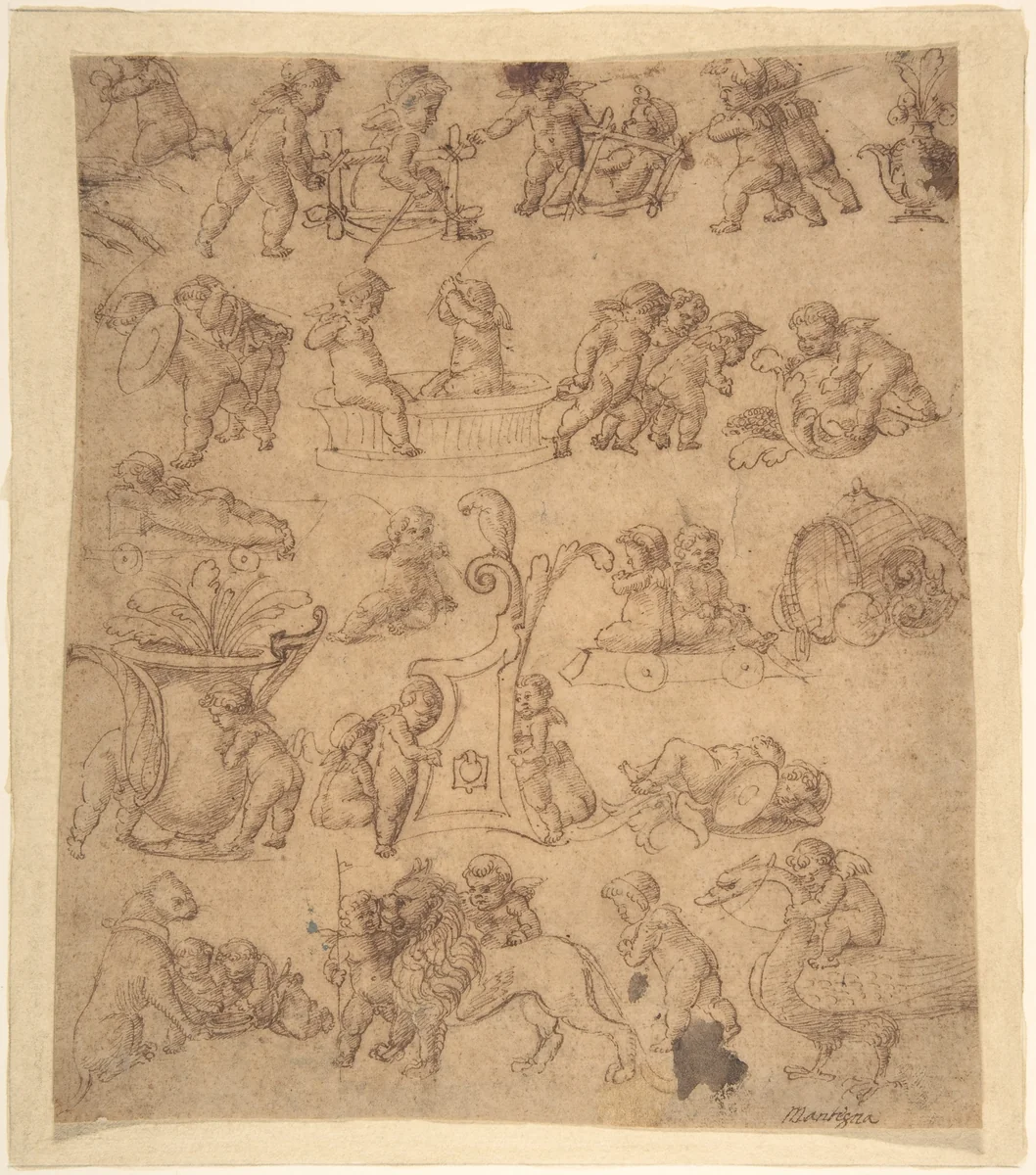 Studies of Putti by anonymous, drawing, 1450-1499