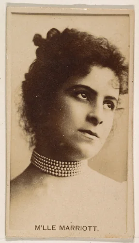 M'lle Marriott, from the Actresses series (N245) issued by Kinney Brothers to promote Sweet Caporal Cigarettes by Kinney Brothers Tobacco Company, photograph, 1890