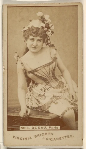 Mlle. de Eau, Paris, from the Actors and Actresses series (N45, Type 1) for Virginia Brights Cigarettes by Allen & Ginter, photograph, 1885-1891
