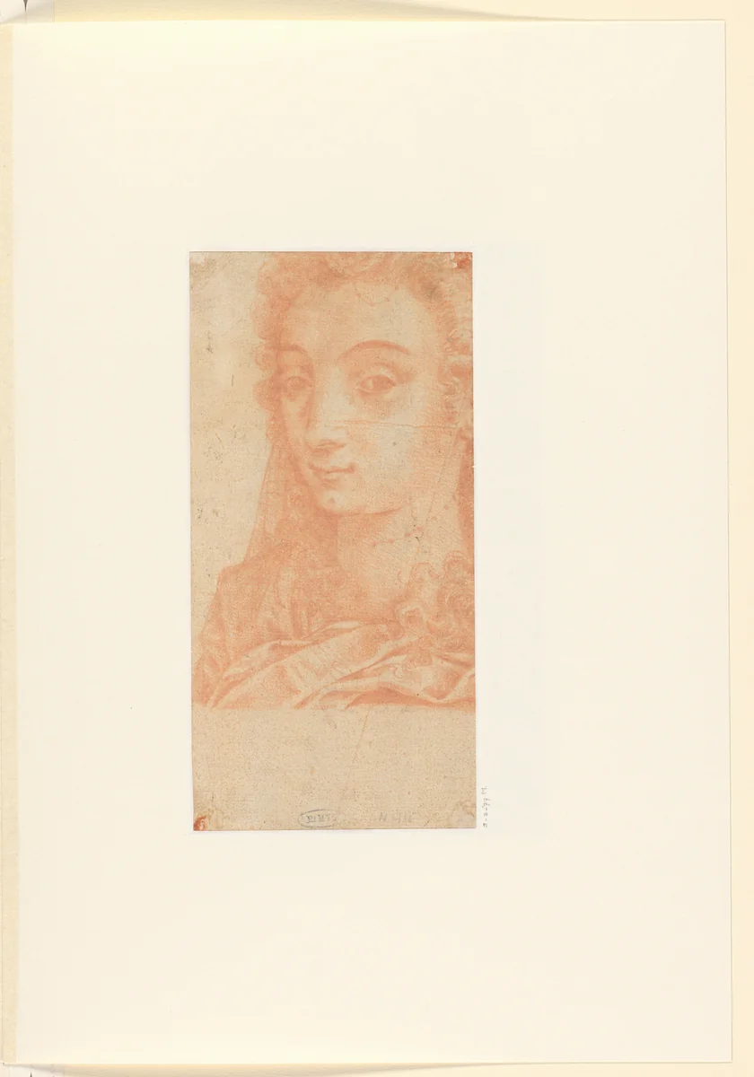 Hoofd van een vrouw by anonymous, drawing, 1550-1599