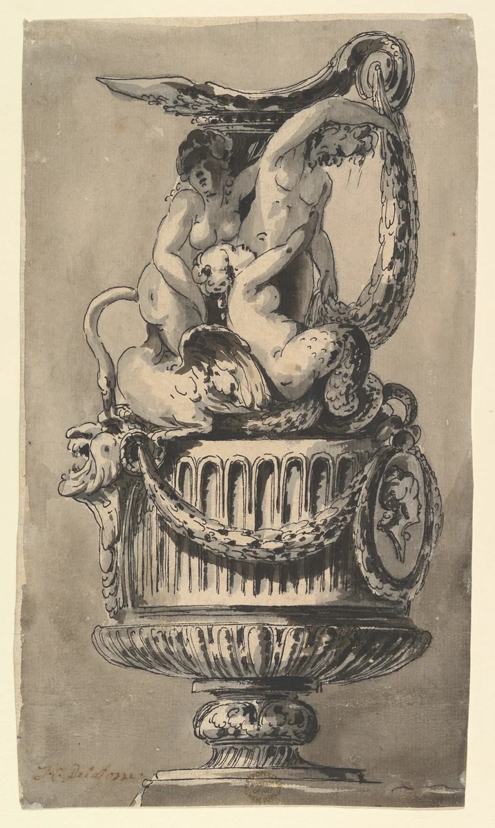 Design for a Ewer by Jean Charles Delafosse, drawing, 1734-1791