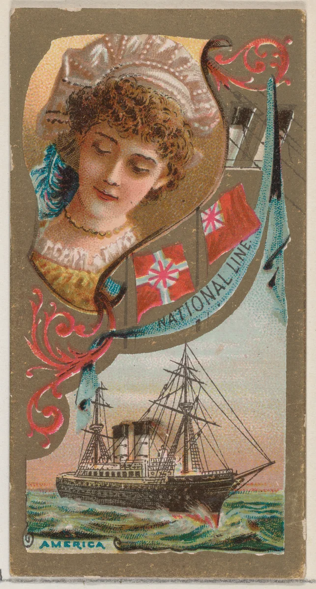 Steamship America, National Line, from the Ocean and River Steamers series (N83) for Duke brand cigarettes by W. Duke, Sons & Co., print, 1887
