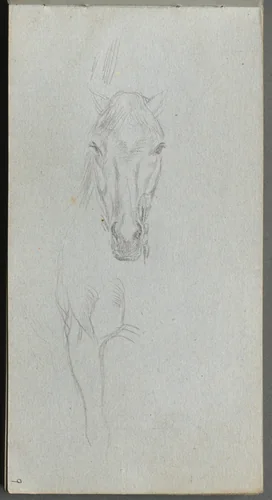 Sketchbook, page 09: Study of a Horse by Ernest Meissonier, book, 1860-1869