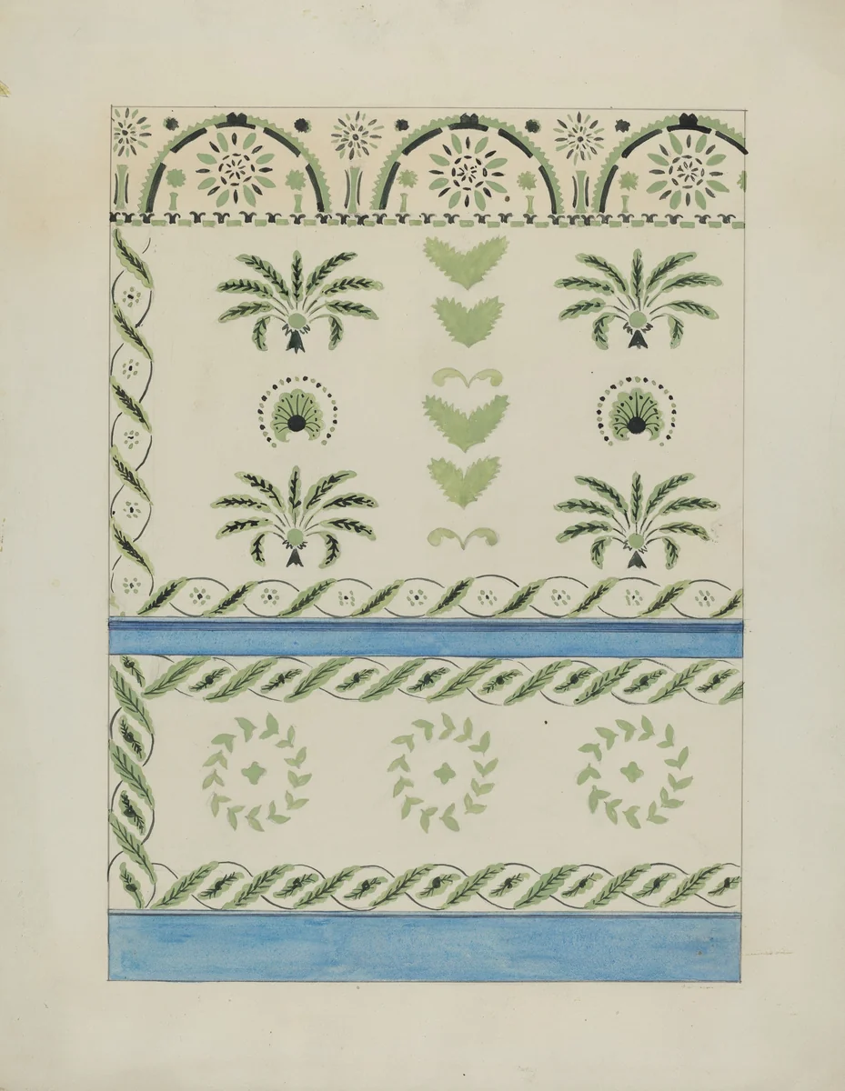 Stencilled Wall Decoration by Ray Holden, index of american design, 1936