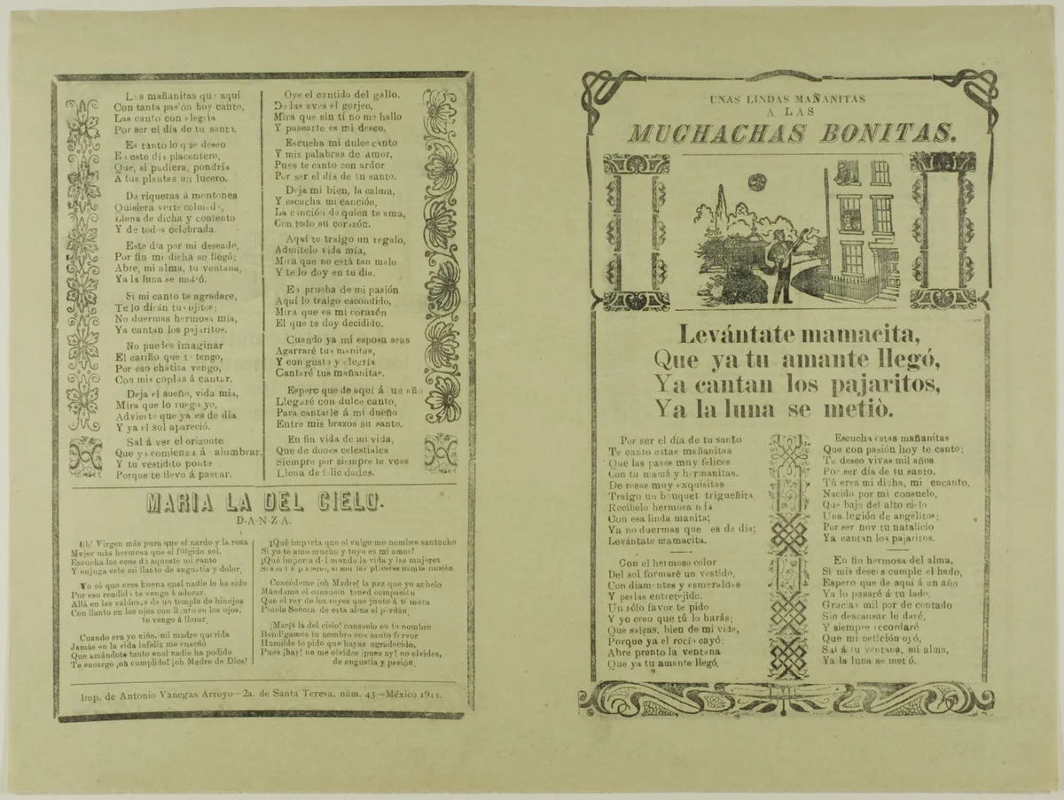 Unas lindas mañanitas a las muchachas bonitas (A Lovely Serenade for the Pretty Ladies) by José Guadalupe Posada, print, 1871-1913