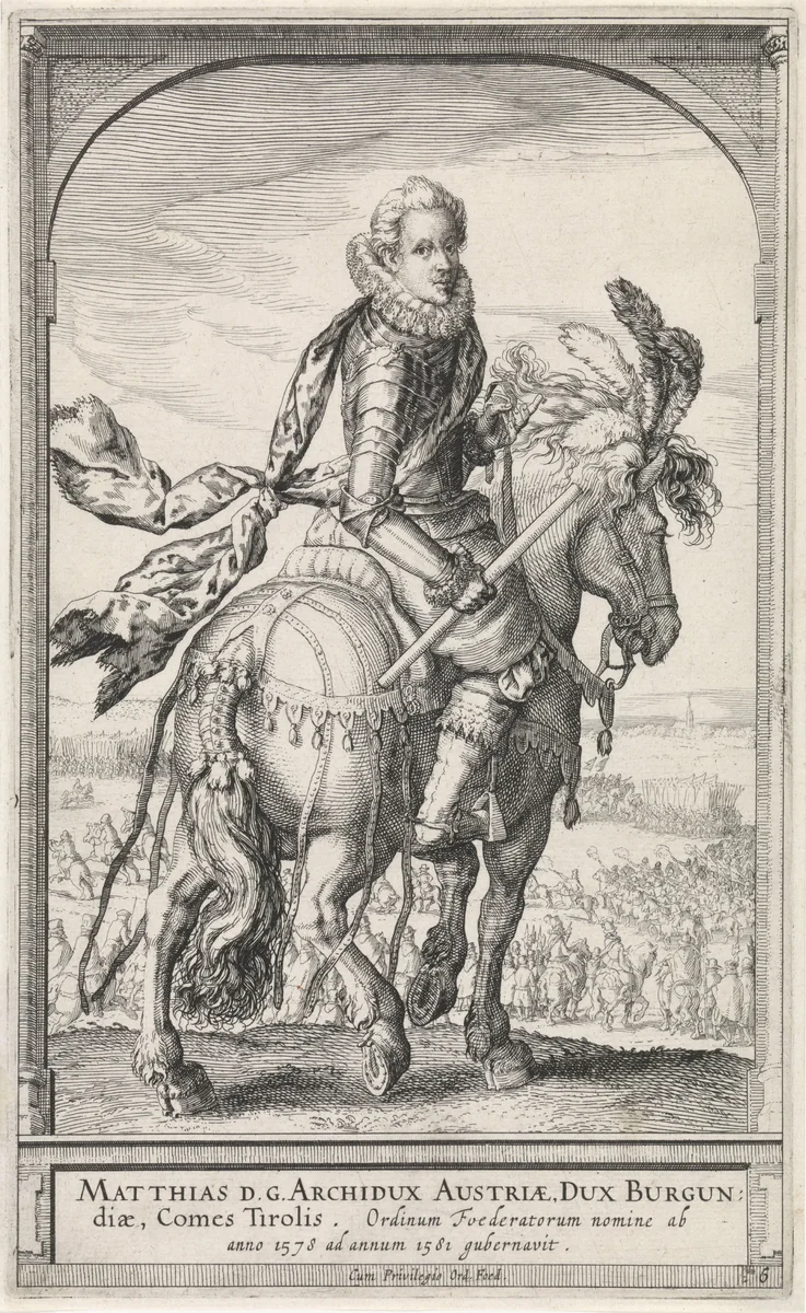 Ruiterportret van Matthias van Oostenrijk by Unknown, print, 1591-1632