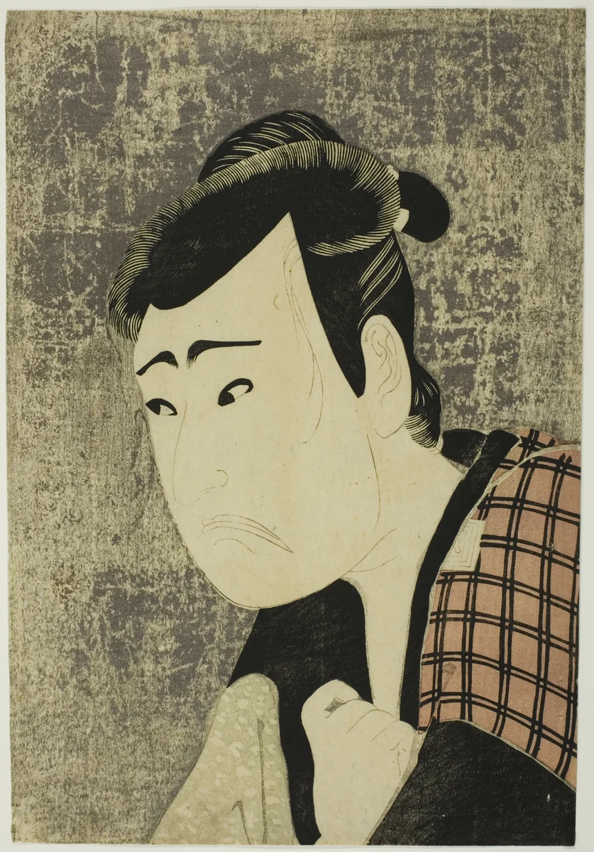 Bust Portrait of the Actor Ichikawa Yaozo III as Tanabe Bunzo in the play Hana-ayame Bunroku Soga (Blooming Iris: Soga Vendetta of the Bunroku Era), Performed at the Miyako Theater from the Fifth Day of the Fifth Month, 1794 by Katsukawa Shun'ei (勝川春英), print, 1789-1799